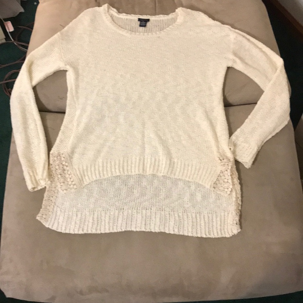 Creme High-Lo Knit Sweatshirt (XL)